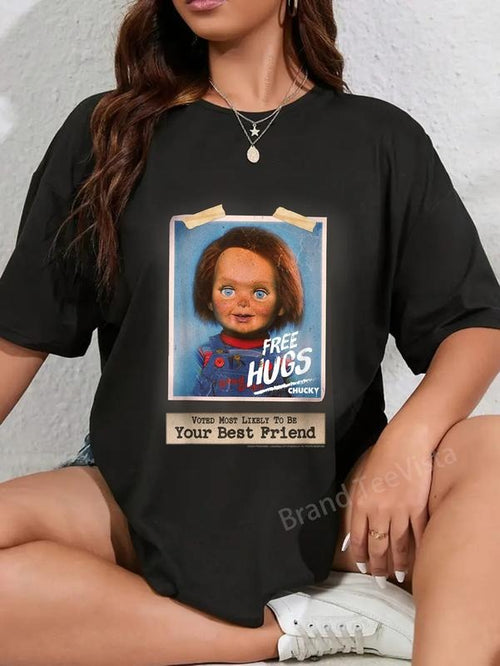 100% cotton Chucky Free Hugs Vintage Style T-Shirt women graphic shirts Hoodie, Sweatshirt | UrbanDripWear.com