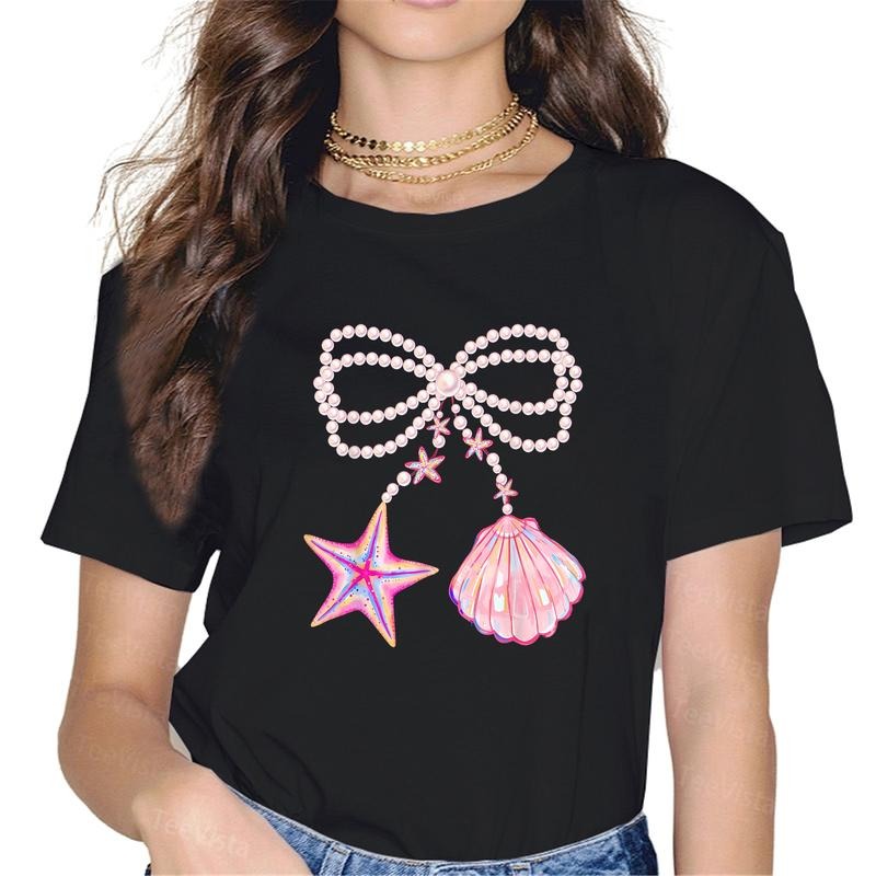 100% cotton Clam Pearl Coquette Seashell Beach Summer Coastal Ocean T-Shirt women graphic shirts Hoodie, Sweatshirt