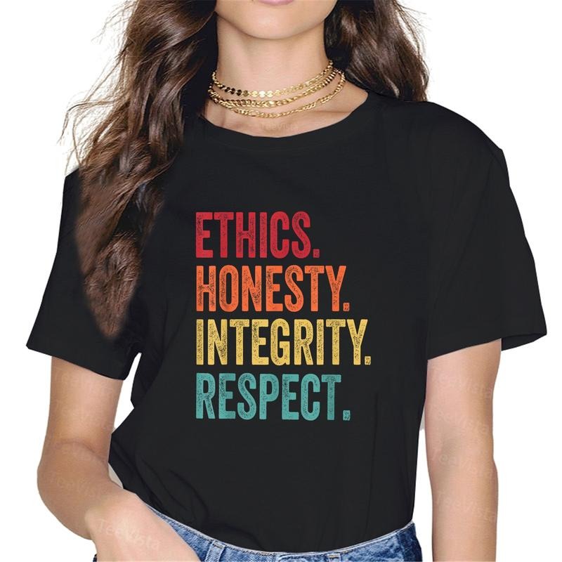 100% cotton Code of Conduct Co. Respect Ethics Honesty Integrity Human Values Unisex Adult T-Shirt - Black - Small -...
