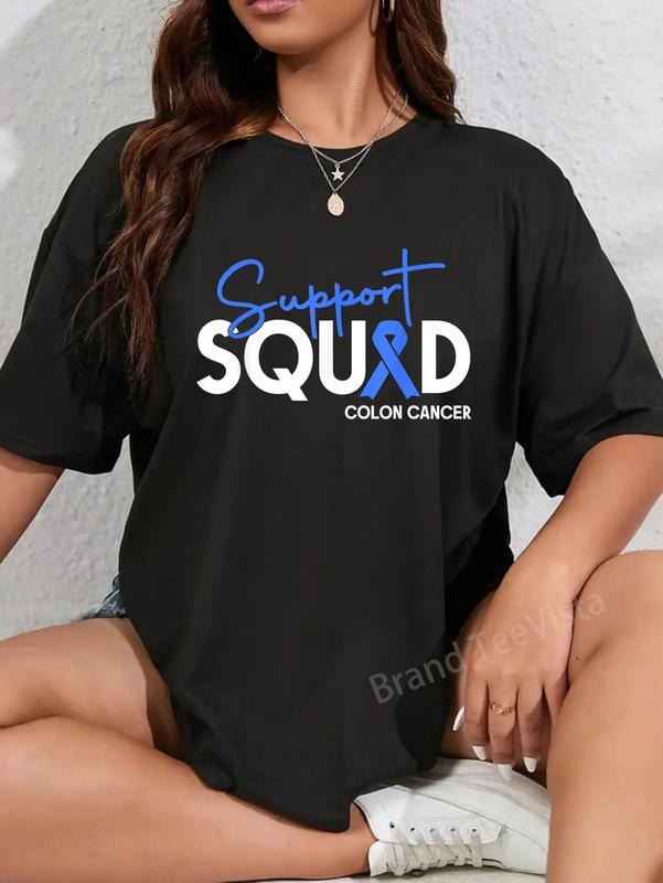 100% cotton Colon Cancer Awareness Support Squad Apparel Women Men T-Shirt women graphic shirts Hoodie, Sweatshirt
