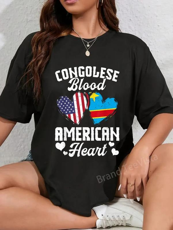 100% cotton Congolese Flag Uniform American Outfit US Flags Congo T-Shirt women graphic shirts Hoodie, Sweatshirt
