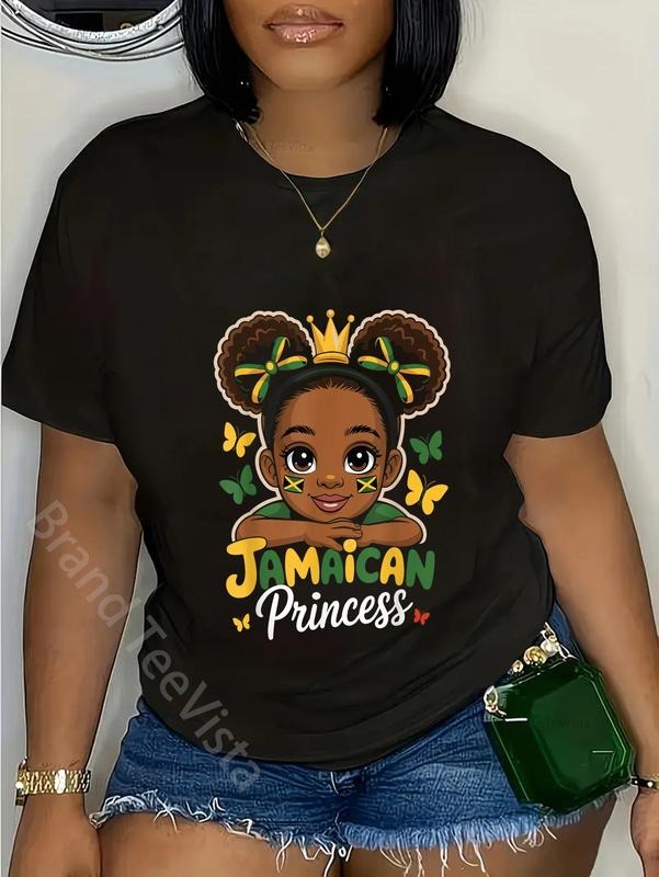 100% cotton Cute Jamaican Princess Jamaica Girl Crown Bow For Girls T-Shirt women graphic shirts Hoodie, Sweatshirt
