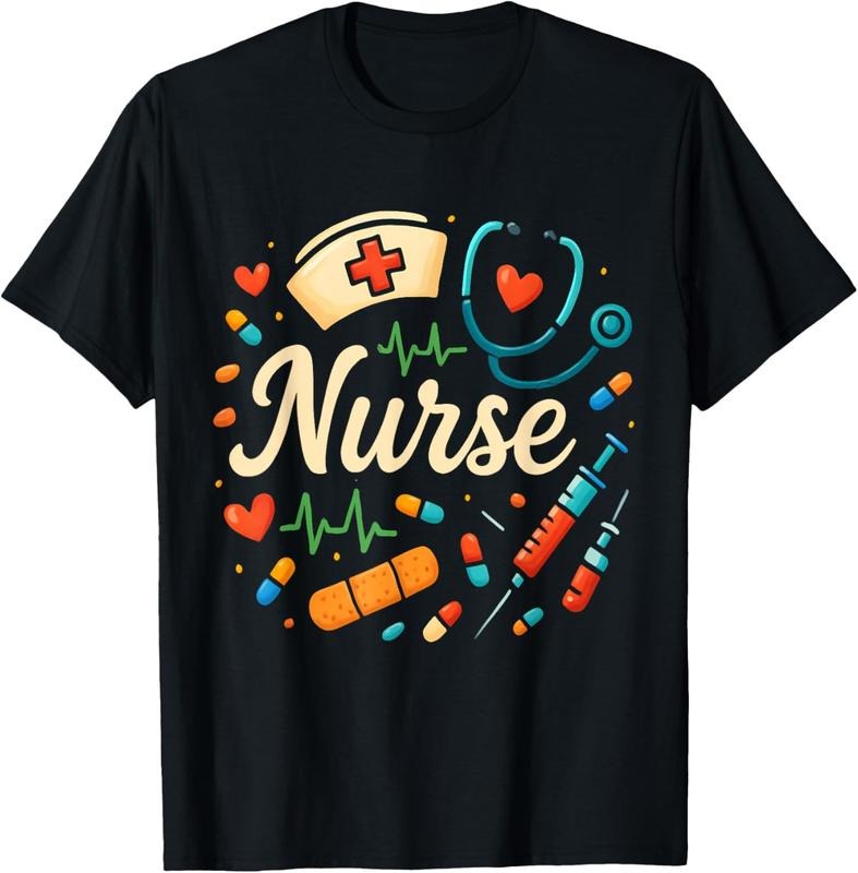 100% cotton Cute Nurse Bow Stethoscope Heartbeat Aesthetic T-Shirt women graphic shirts Hoodie, Sweatshirt