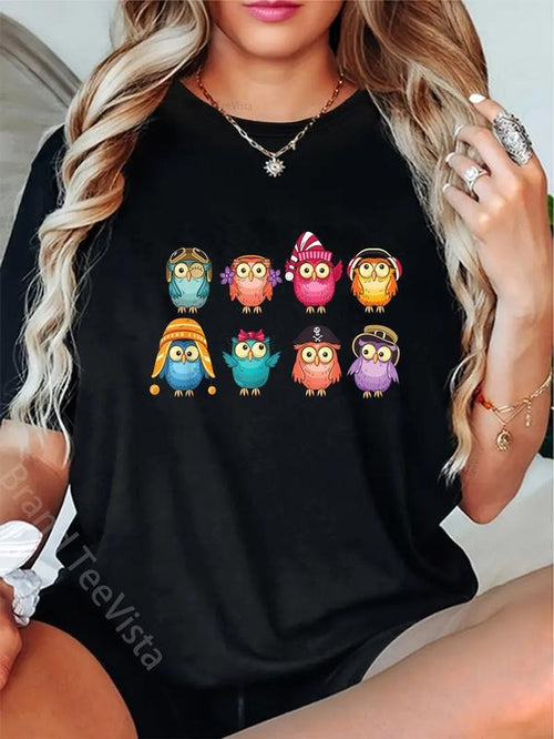 100% cotton Cute Owls - Adorable Illustration - Owl Collection - Classic T-Shirt women graphic shirts Hoodie, Sweatshirt