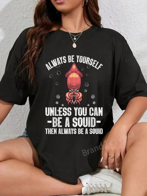 100% cotton Cute Squid Design For Men Women Squid Inkfish Kraken Lovers T-Shirt women graphic shirts Hoodie, Sweatshirt