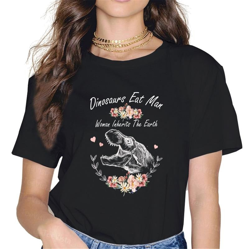 100% cotton Dinosaurs Eat Man Woman Inherits The Earth T-Shirt women graphic shirts style 02 Hoodie, Sweatshirt