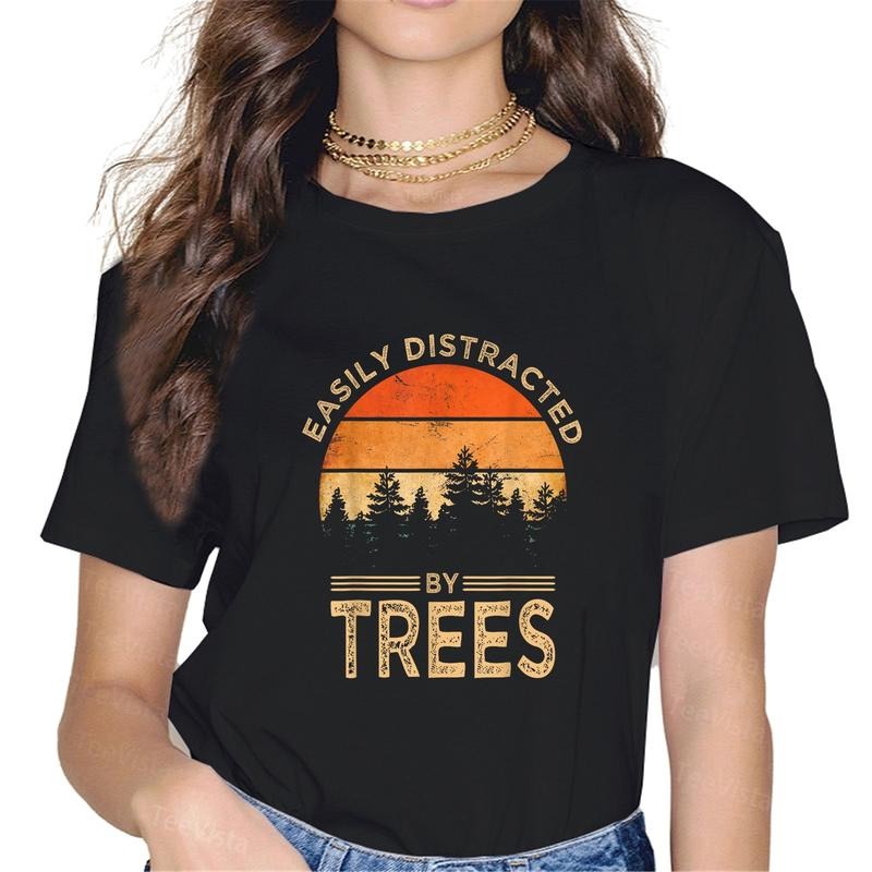 100% cotton Easily Distracted By Trees Vintage Funny Tree T-Shirt women graphic shirts Hoodie, Sweatshirt | UrbanDripWear.com