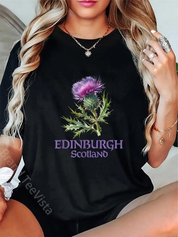 100% cotton Edinburgh Scotland Watercolor Thistle T-Shirt women graphic shirts Hoodie, Sweatshirt | UrbanDripWear.com