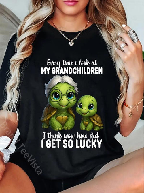 100% cotton Every Time I Look at My Grandchildren I Think Wow How Did I T-Shirt women graphic shirts Hoodie, Sweatshirt