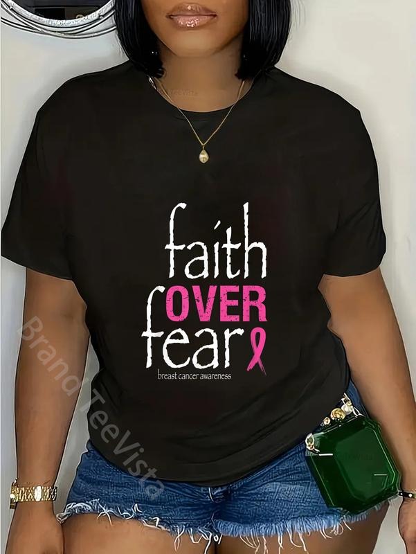 100% cotton Faith Over Fear Breast Cancer Awareness Month Survivor T-Shirt women graphic shirts Hoodie, Sweatshirt
