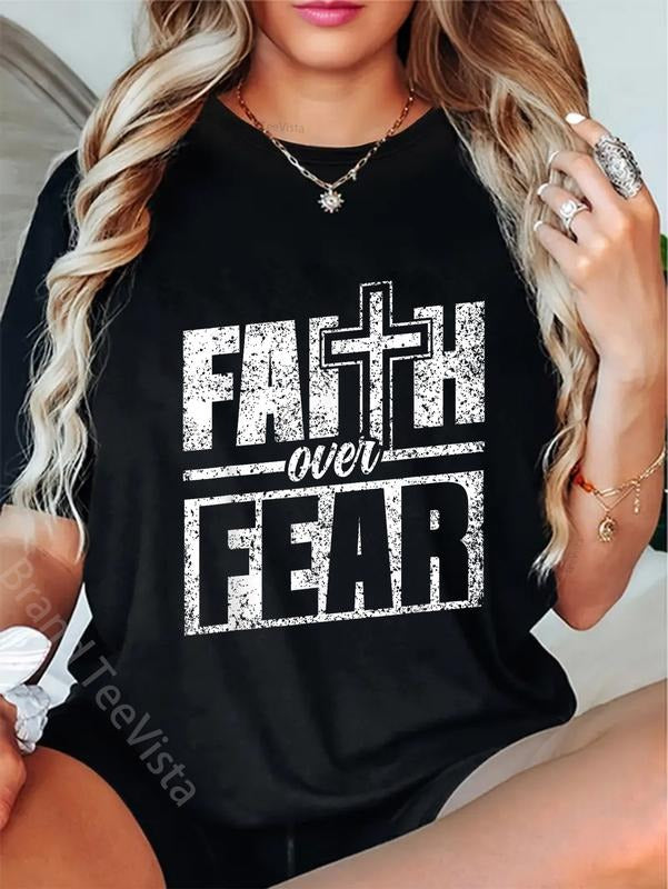 100% cotton Faith Over Fear Lord Jesus Bible Religious Faith Over Fear T-Shirt women graphic shirts Hoodie, Sweatshirt