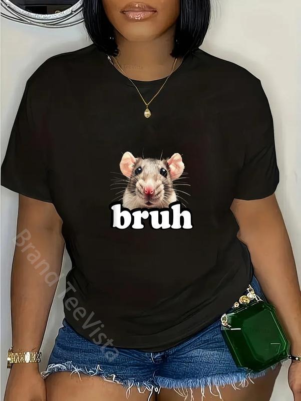 100% cotton Fancy Rat Rodent Owner Gifts Tee Shirts & Hoodies Unisex Bruh Pet Rat Lover T-Shirt Black Small Modern Round...