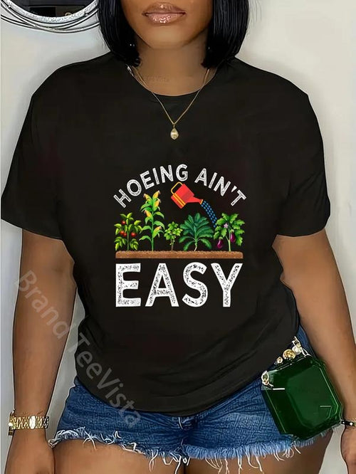 100% cotton Farmer Hoeing Ain't Easy Vegetable Plants Gardening Gardener T-Shirt women graphic shirts Hoodie, Sweatshirt