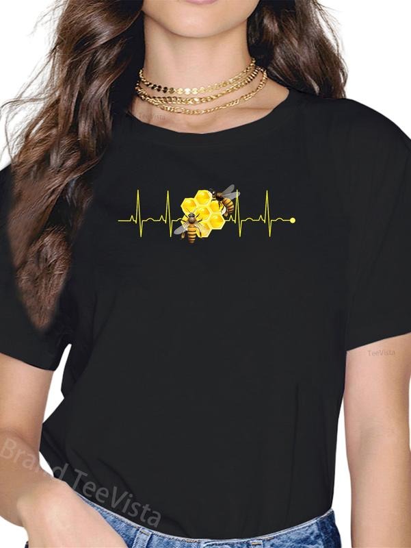 100% cotton Funny Bee Heartbeat Hive Nature Buzzing Insect Love T-Shirt women graphic shirts Hoodie, Sweatshirt