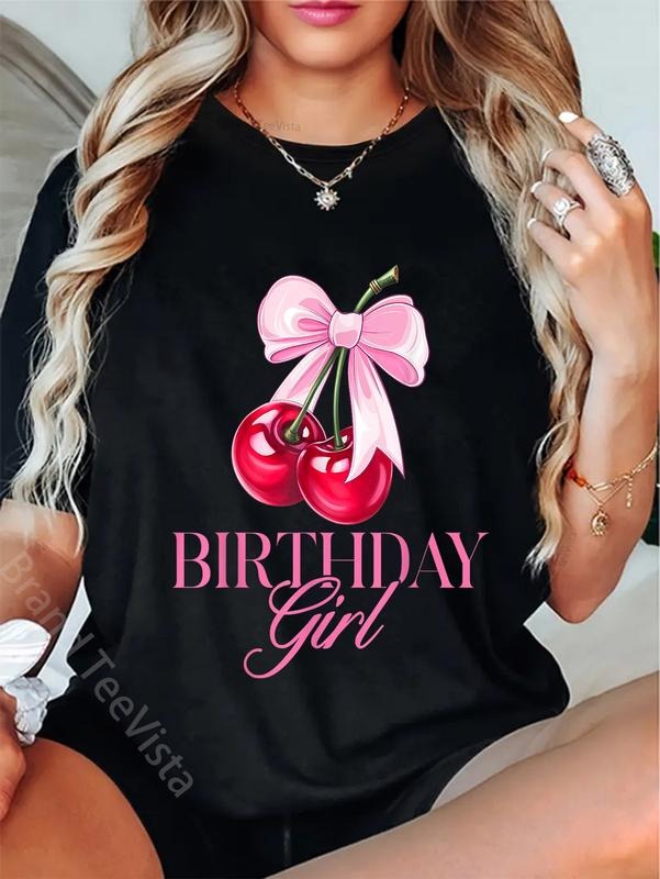 100% cotton Funny Birthday Girl Cherry Coquette Bow Cute Bday Women T-Shirt women graphic shirts Hoodie, Sweatshirt