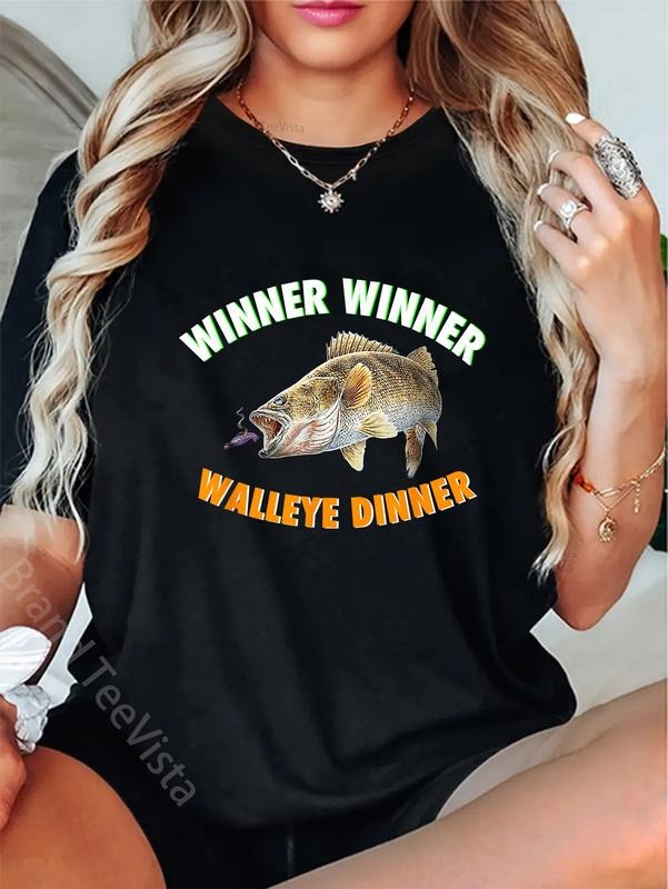 100% cotton Funny Fishing T-shirt WINNER WINNER WALLEYE DINNER Fish Fry T-Shirt women graphic shirts Hoodie, Sweatshirt