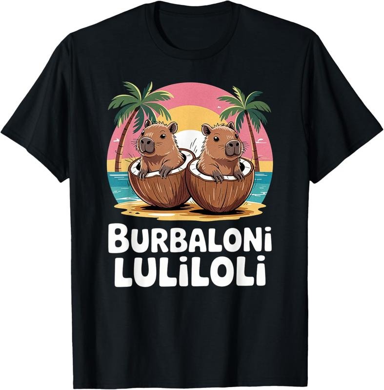 100% cotton Funny Italian Brainrot Meme Burbaloni Luliloli Capybara T-Shirt women graphic shirts Hoodie, Sweatshirt