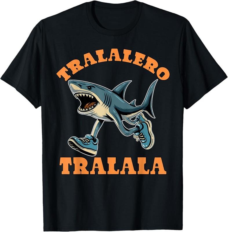 100% cotton Funny Shark Tralalero Tralala Trendy Italian Brainrot Meme T-Shirt women graphic shirts Hoodie, Sweatshirt