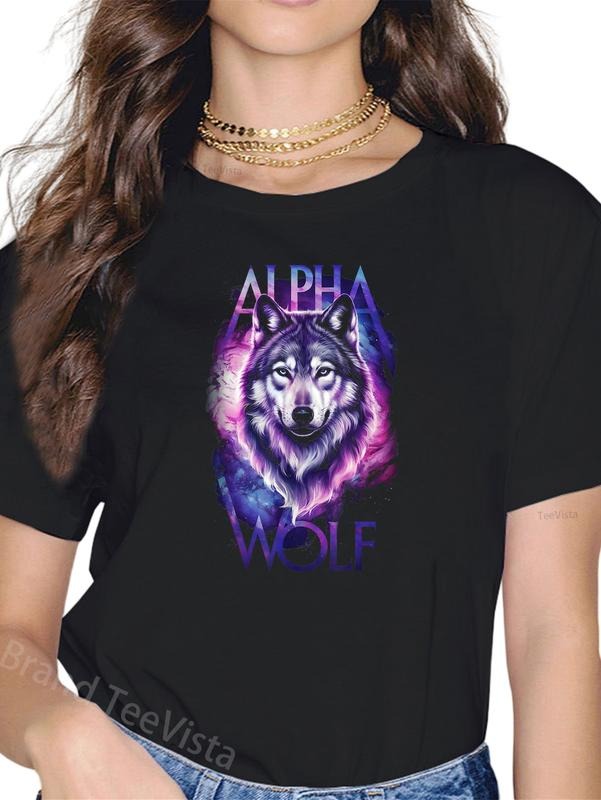 100% cotton Galaxy Wolf Alpha Wolf Meme T-Shirt women graphic shirts Hoodie, Sweatshirt | UrbanDripWear.com