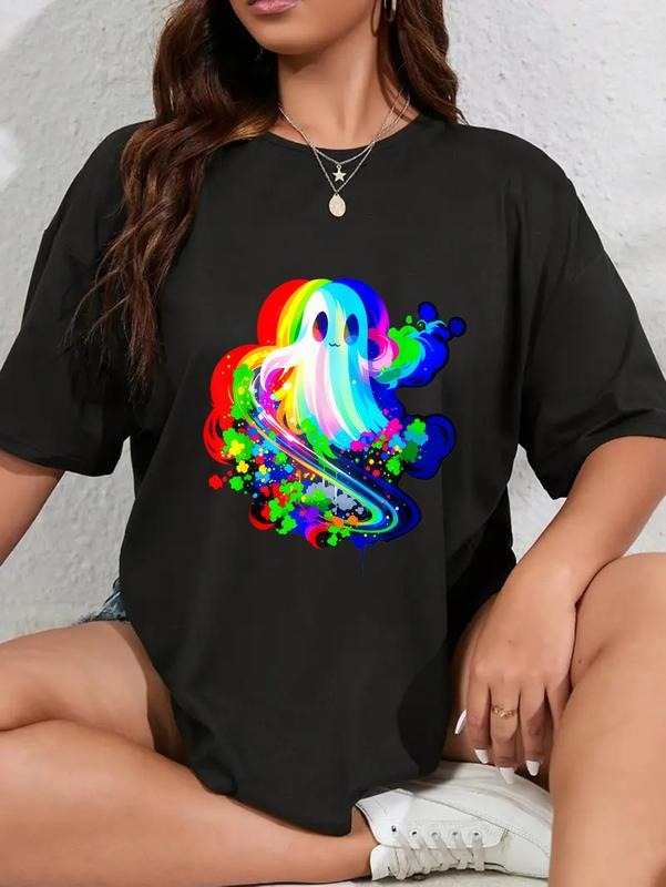 100% cotton Ghost Trippy Vaporwave Halloween Techno Rave EDM Music Party T-Shirt women graphic shirts Hoodie, Sweatshirt