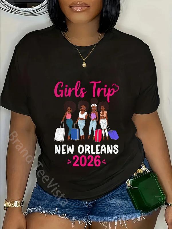 100% cotton Girls Trip New Orleans 2026 Squad Matching Outfit T-Shirt women graphic shirts Hoodie, Sweatshirt