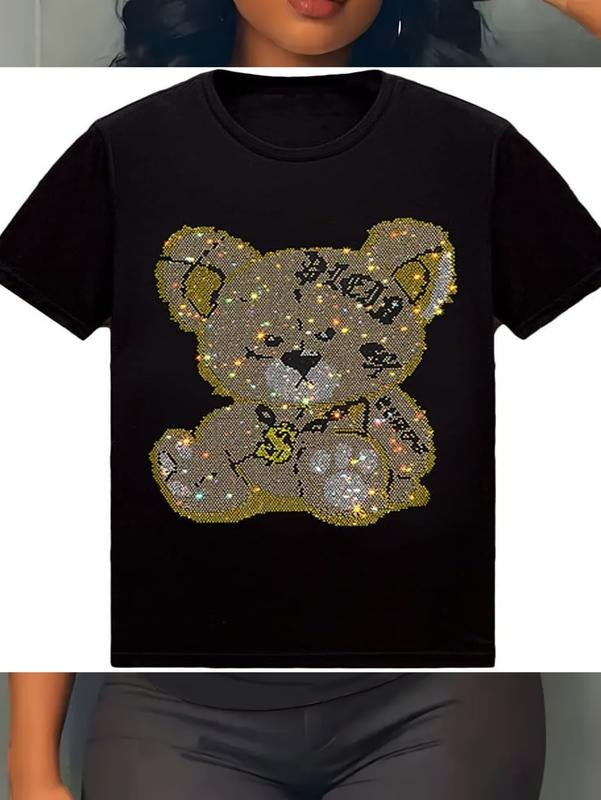 100% cotton HZCX FASHION Mens Womens Sparkly T Shirt Rhinestone Short Sleeve Rock Festival Bling Gemstone Tshirt Cotton...