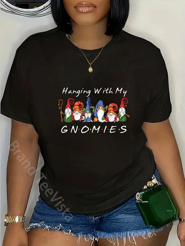 100% cotton Hanging With My Gnomies Funny Gnome Friend Christmas T-Shirt women graphic shirts Hoodie, Sweatshirt