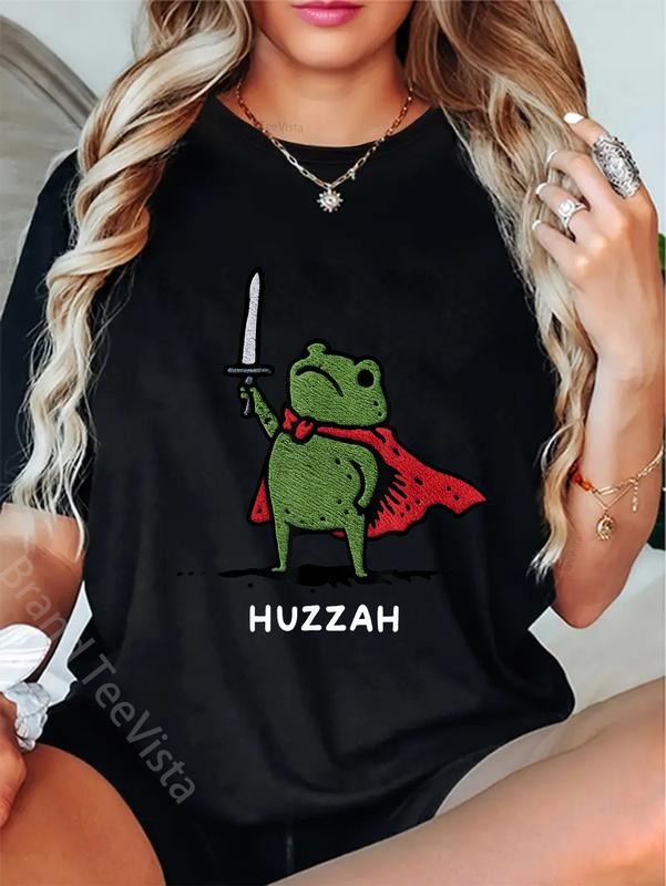 100% cotton Huzzah Frog Knight Funny Sword Meme Quote T-Shirt women graphic shirts Hoodie, Sweatshirt | UrbanDripWear.com