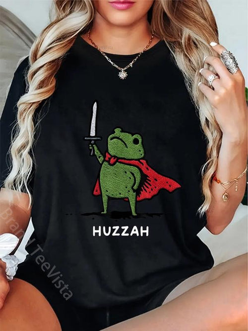 100% cotton Huzzah Frog Knight Funny Sword Meme Quote T-Shirt women graphic shirts Hoodie, Sweatshirt | UrbanDripWear.com