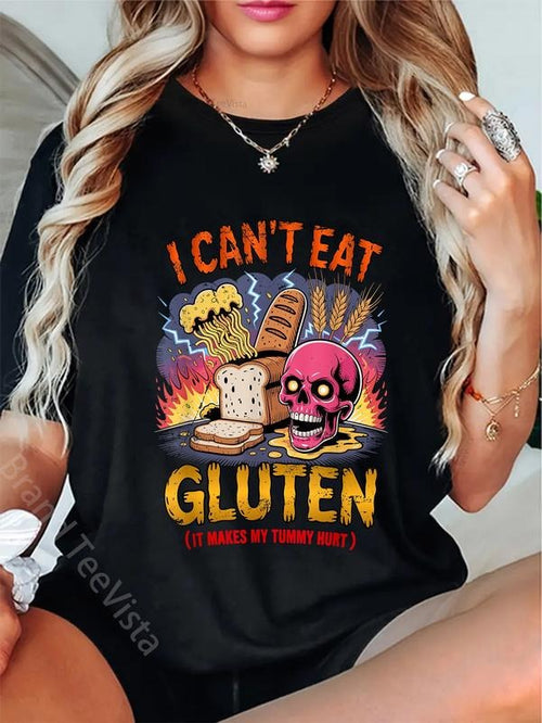 100% cotton I Can't Eat Gluten It Makes My Tummy Hurts Funny gluten free T-Shirt women graphic shirts style 02 Hoodie,...