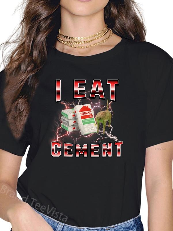 100% cotton I Eat Cement Funny Cat Meme Internet Memes Funny Meme T-Shirt women graphic shirts Hoodie, Sweatshirt