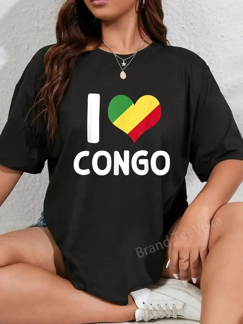 100% cotton I Love Congo - Congo Flag Wear Brazzaville Africa T-Shirt women graphic shirts Hoodie, Sweatshirt