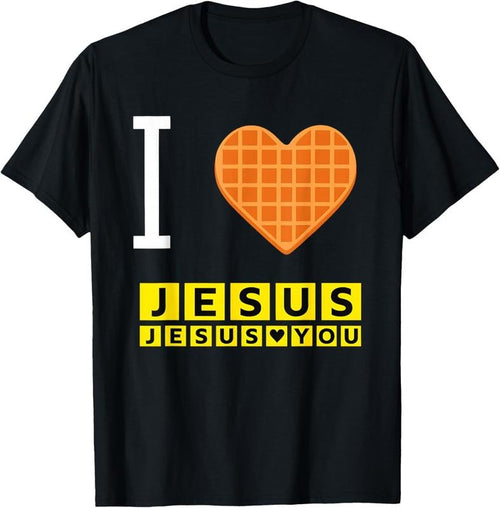 100% cotton I Love Jesus Waffle Heart Funny Christian Breakfast T-Shirt women graphic shirts Hoodie, Sweatshirt