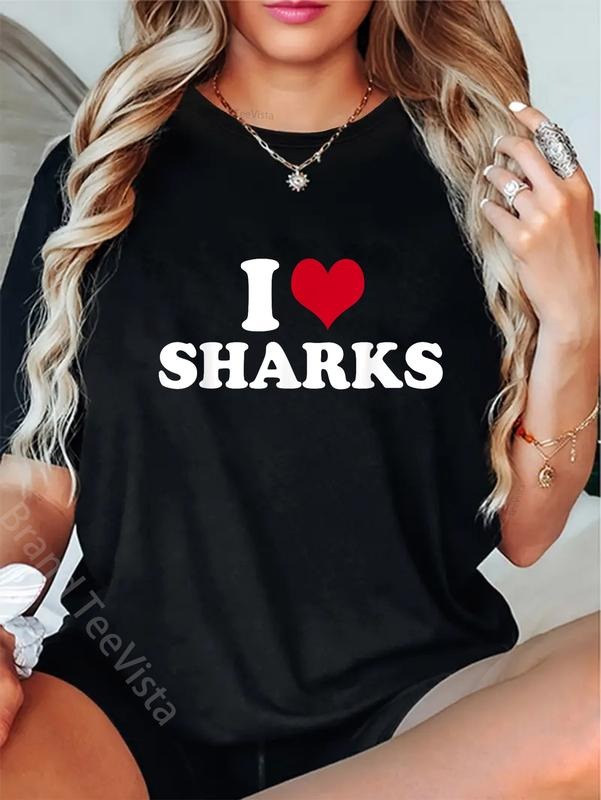 100% cotton I Love Sharks T-Shirt women graphic shirts Hoodie, Sweatshirt | UrbanDripWear.com
