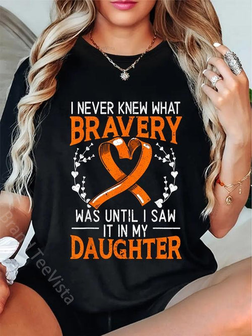 100% cotton I Never Knew What Bravery Was Leukemia Awareness Supporter T-Shirt women graphic shirts Hoodie, Sweatshirt