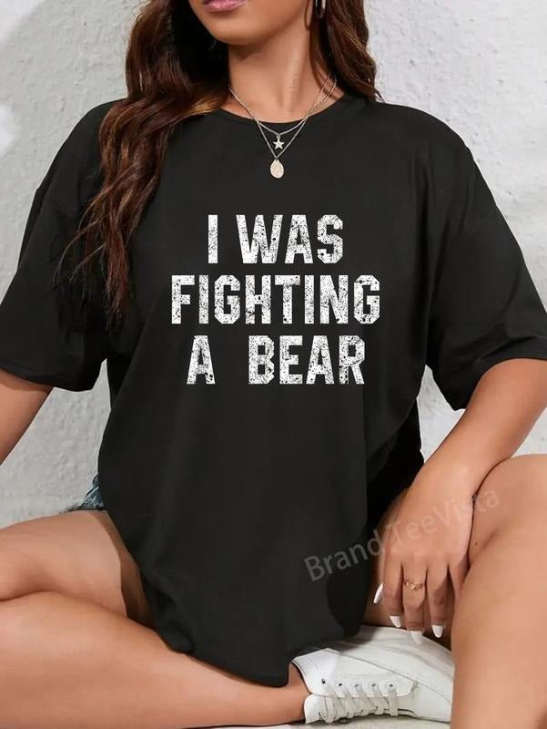 100% cotton I Was Fighting A Bear Shirt Funny Injury Recovery Tee T-Shirt women graphic shirts Hoodie, Sweatshirt