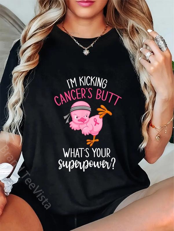 100% cotton I'm Kicking Cancer's Butt Breast Cancer Awareness Supporter T-Shirt women graphic shirts Hoodie, Sweatshirt
