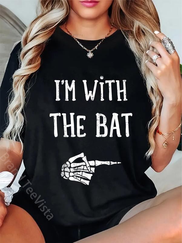100% cotton I'm with the bat funny matching couple costume halloween T-Shirt women graphic shirts Hoodie, Sweatshirt