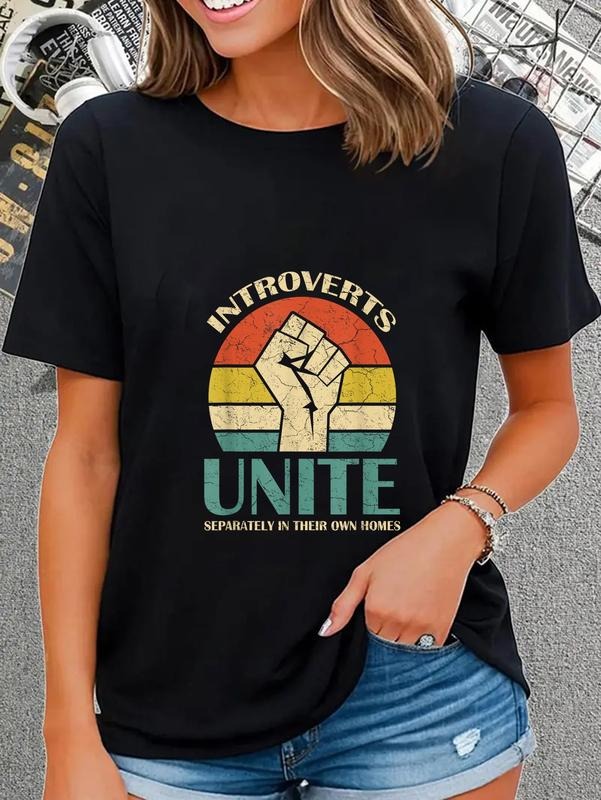 100% cotton Introverts Unite Separately In Their Own Homes Funny T-Shirt casual Fashion graphic tees for women Hoodie,...