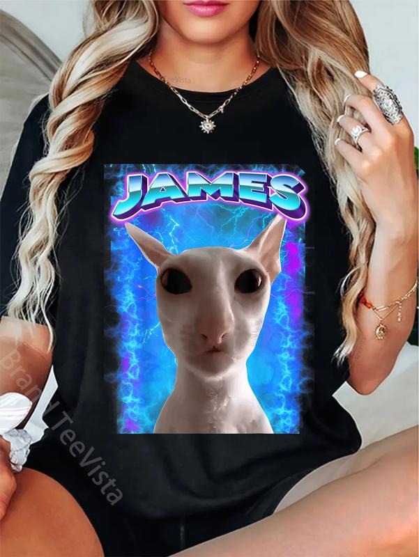 100% cotton James Cat Meme Cursed Memes Brainrot Memes Oddly Specific T-Shirt women graphic shirts Hoodie, Sweatshirt