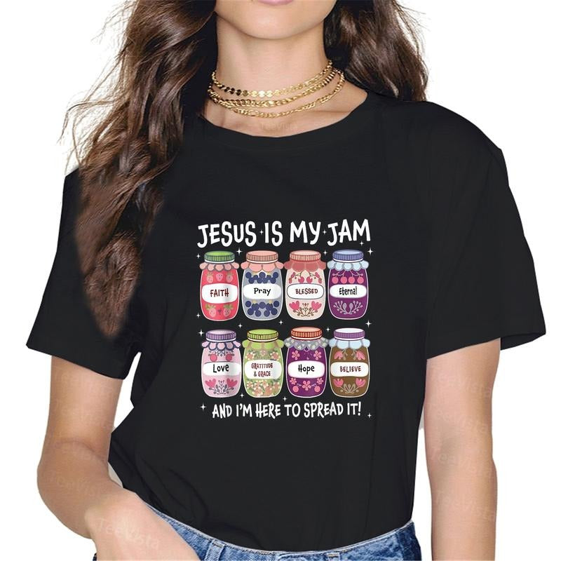 100% cotton Jesus Is My Jam And I'm Here To Spread It Christian T-Shirt women graphic shirts Hoodie, Sweatshirt