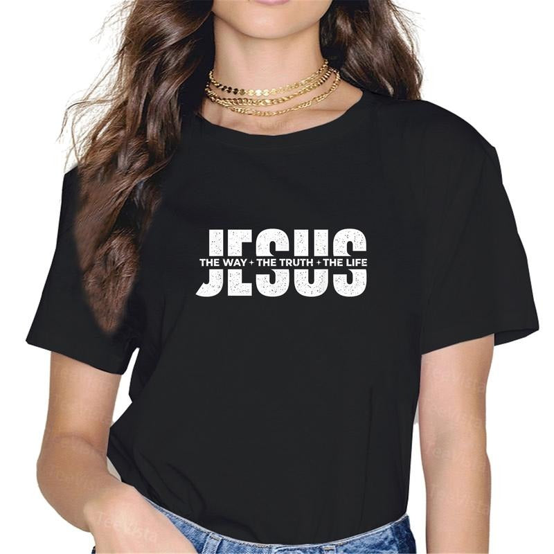 100% cotton Jesus The Way The Truth The Life - Christian Faith Bible T-Shirt women graphic shirts Hoodie, Sweatshirt