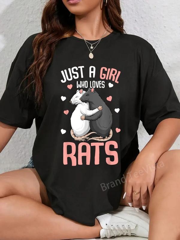 100% cotton Just A Girl Who Loves Rats Girls Women Rat Lover T-Shirt women graphic shirts Hoodie, Sweatshirt
