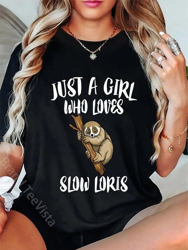 100% cotton Just A Girl Who Loves Slow Loris Animal Gift T-Shirt women graphic shirts Hoodie, Sweatshirt | UrbanDripWear.com