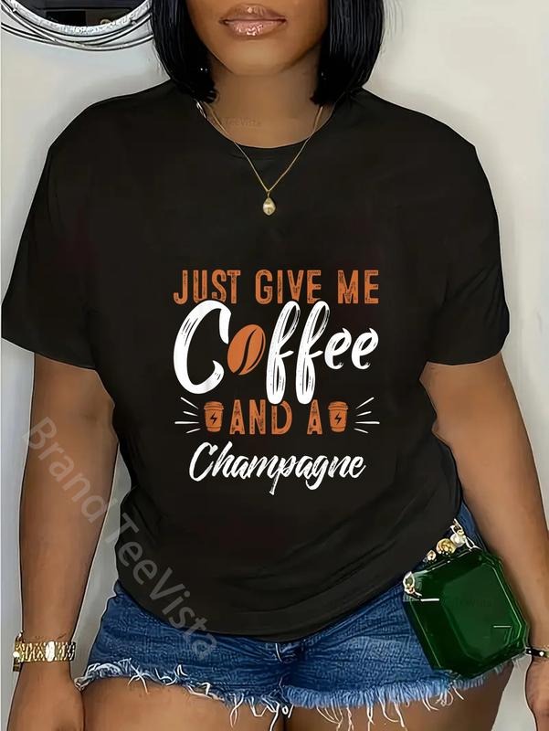 100% cotton Just Give Me Coffee and a Champagne T-Shirt Funny Champagnes T-Shirt women graphic shirts Hoodie, Sweatshirt