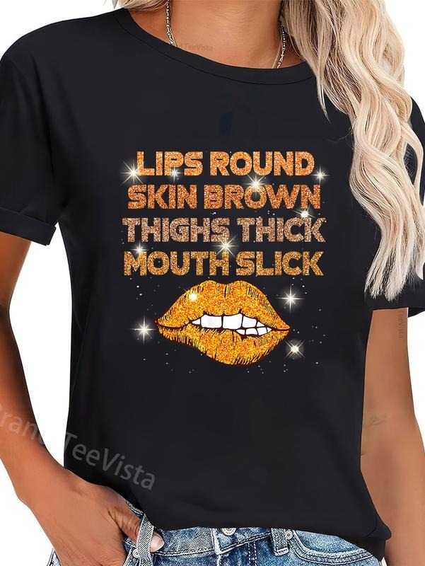 100% cotton Lips Round Skin Brown Thighs Thick Mouth Slick T-Shirt women graphic shirts Hoodie, Sweatshirt