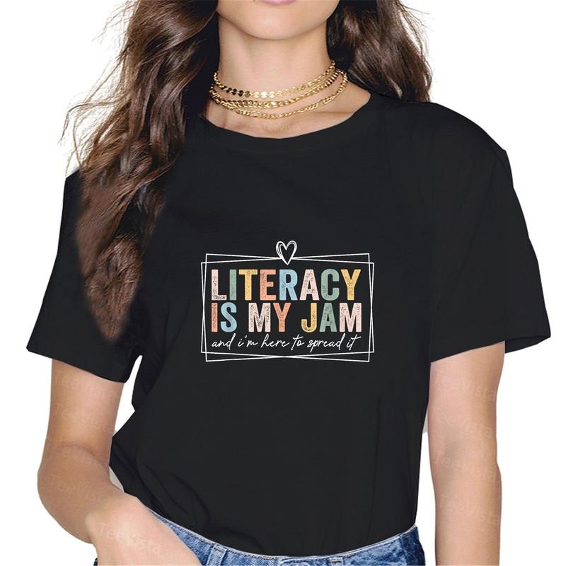 100% cotton Literacy Is My Jam And I'm Here To Spread It T-Shirt women graphic shirts Hoodie, Sweatshirt | UrbanDripWear.com