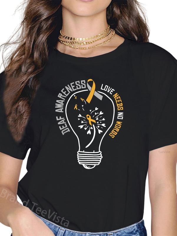 100% cotton Love Needs No Words Deaf Awareness Hard Of Hearing Mute T-Shirt women graphic shirts Hoodie, Sweatshirt