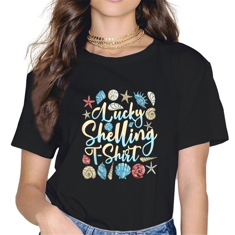 100% cotton Lucky shelling T-shirt women mens sea shell T-Shirt women graphic shirts style 02 Hoodie, Sweatshirt