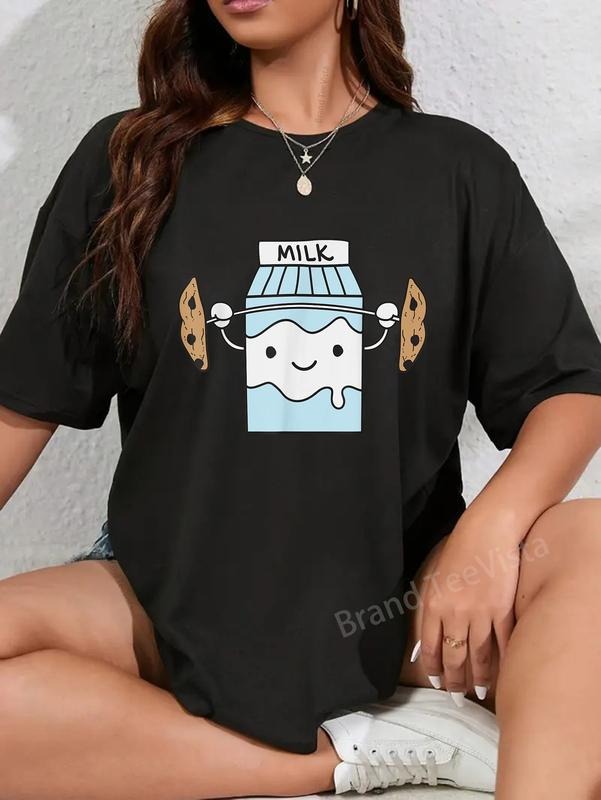100% cotton Milk Lifting Cookies Funny Food Snatch Squat Barbell Gym T-Shirt women graphic shirts Hoodie, Sweatshirt